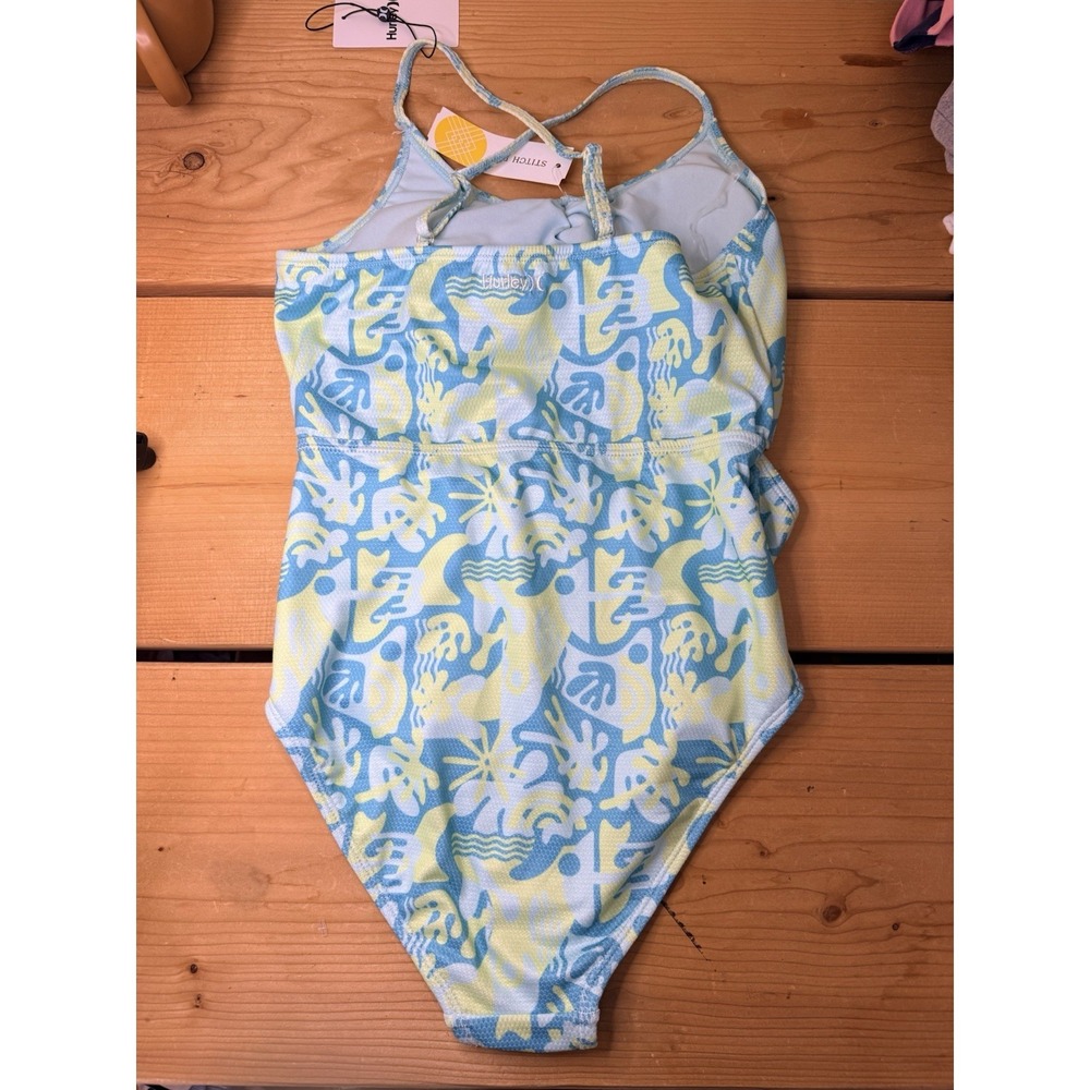 Roxy Girl's Turquoise Waves One Piece Cut Out Swim Suit Sz 14 NWT New With Tags - Picture 2 of 3